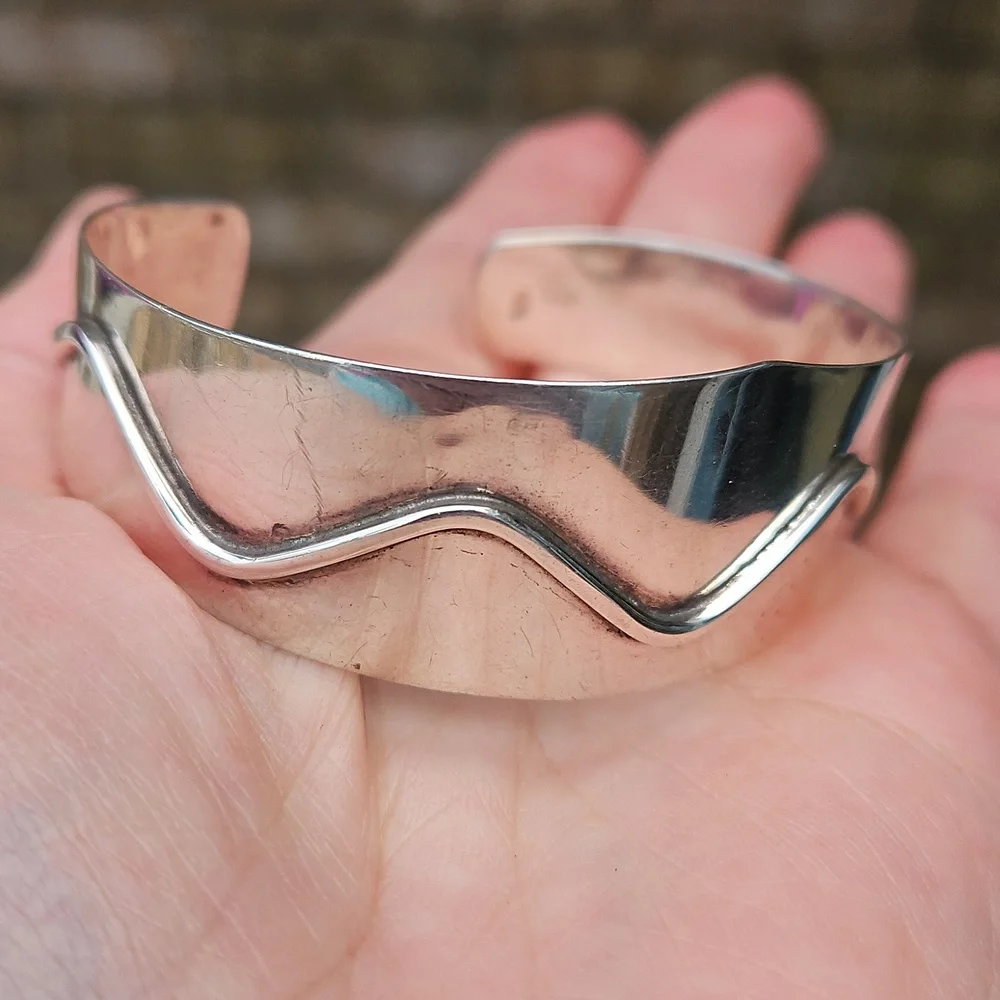 Sterling Silver Wave Cuff Bracelet - Picture 6 of 6